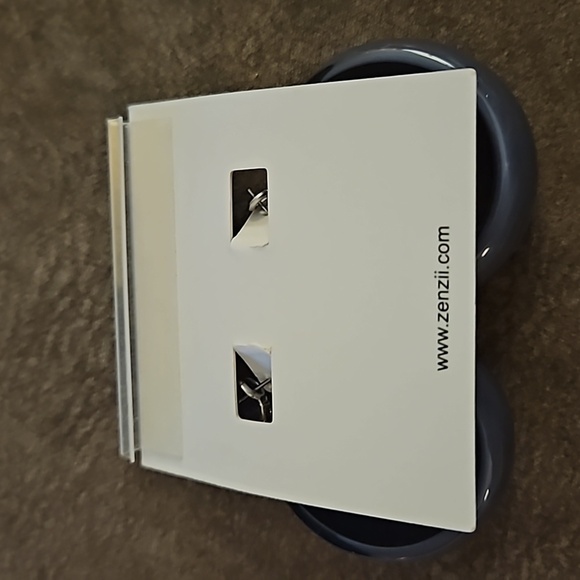 ZENZII Large Grayish Blue Mod Acrylic Hoop Earrings - Picture 5 of 5